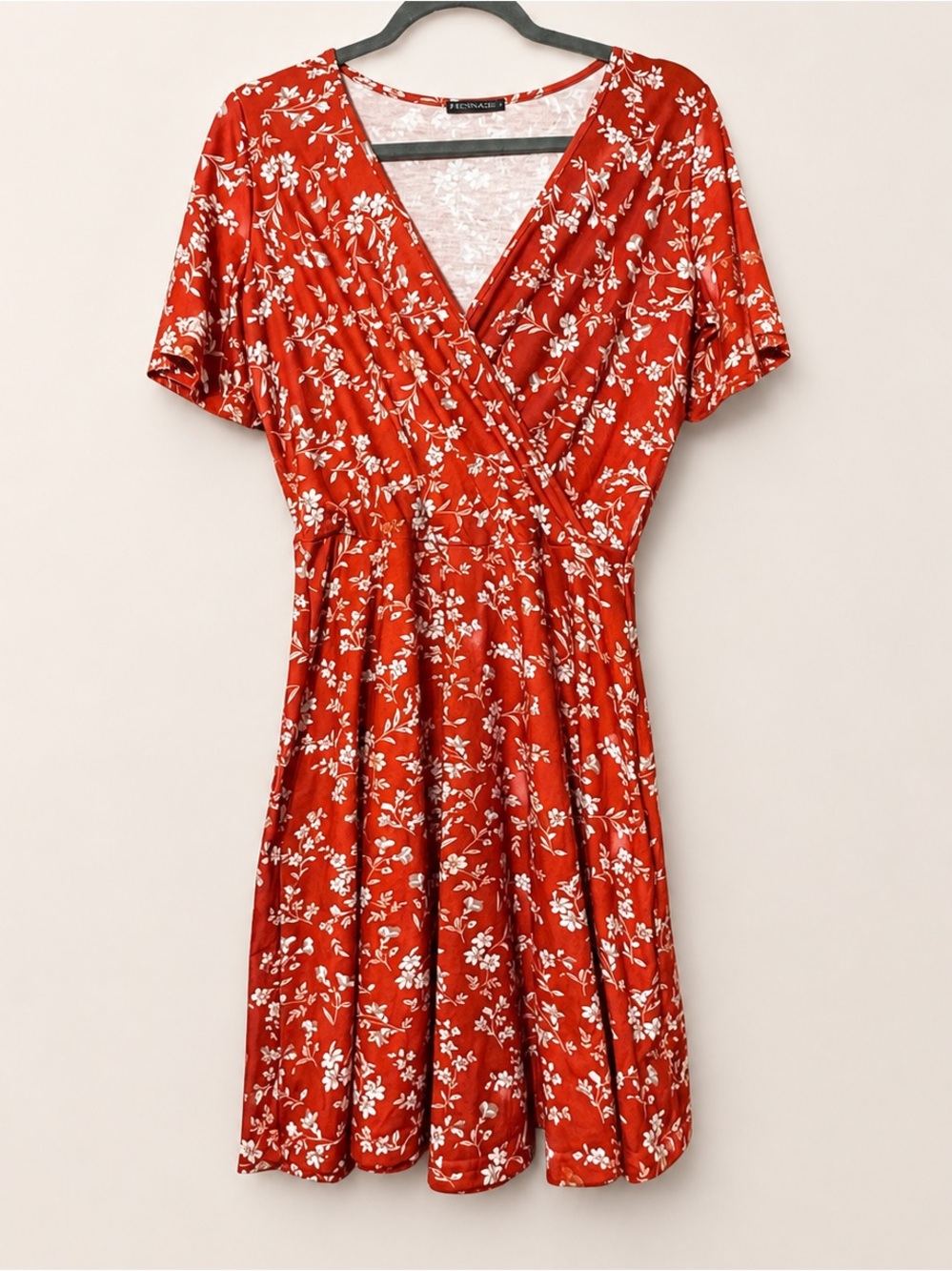 Fensace Rust Orange Floral Dress | Size M